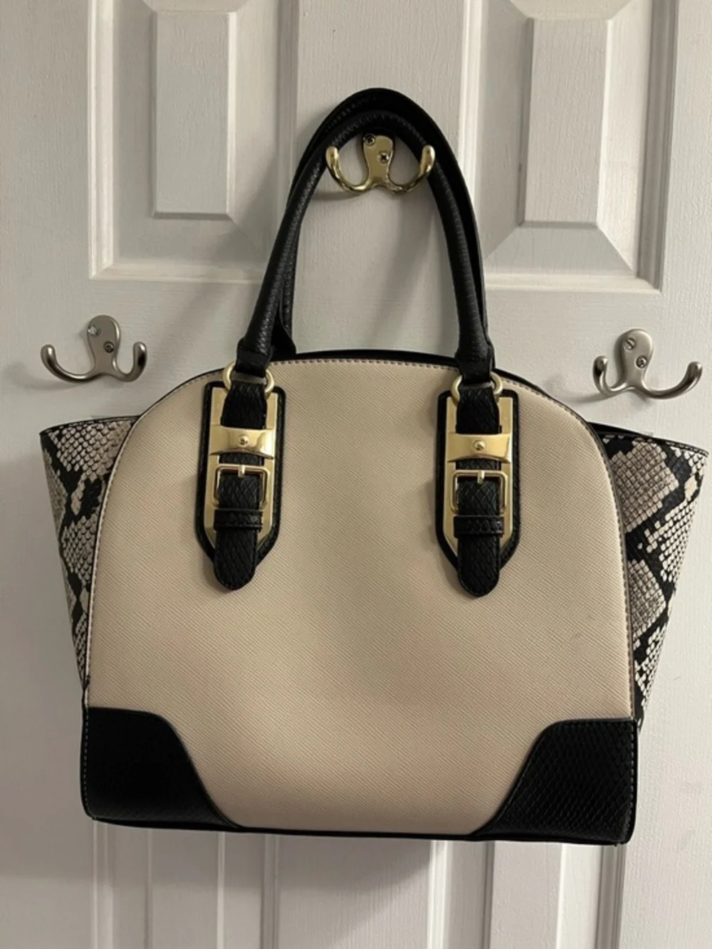 Apt. 9 Structured Two-Tone Dome Satchel Handbag - Black & Cream